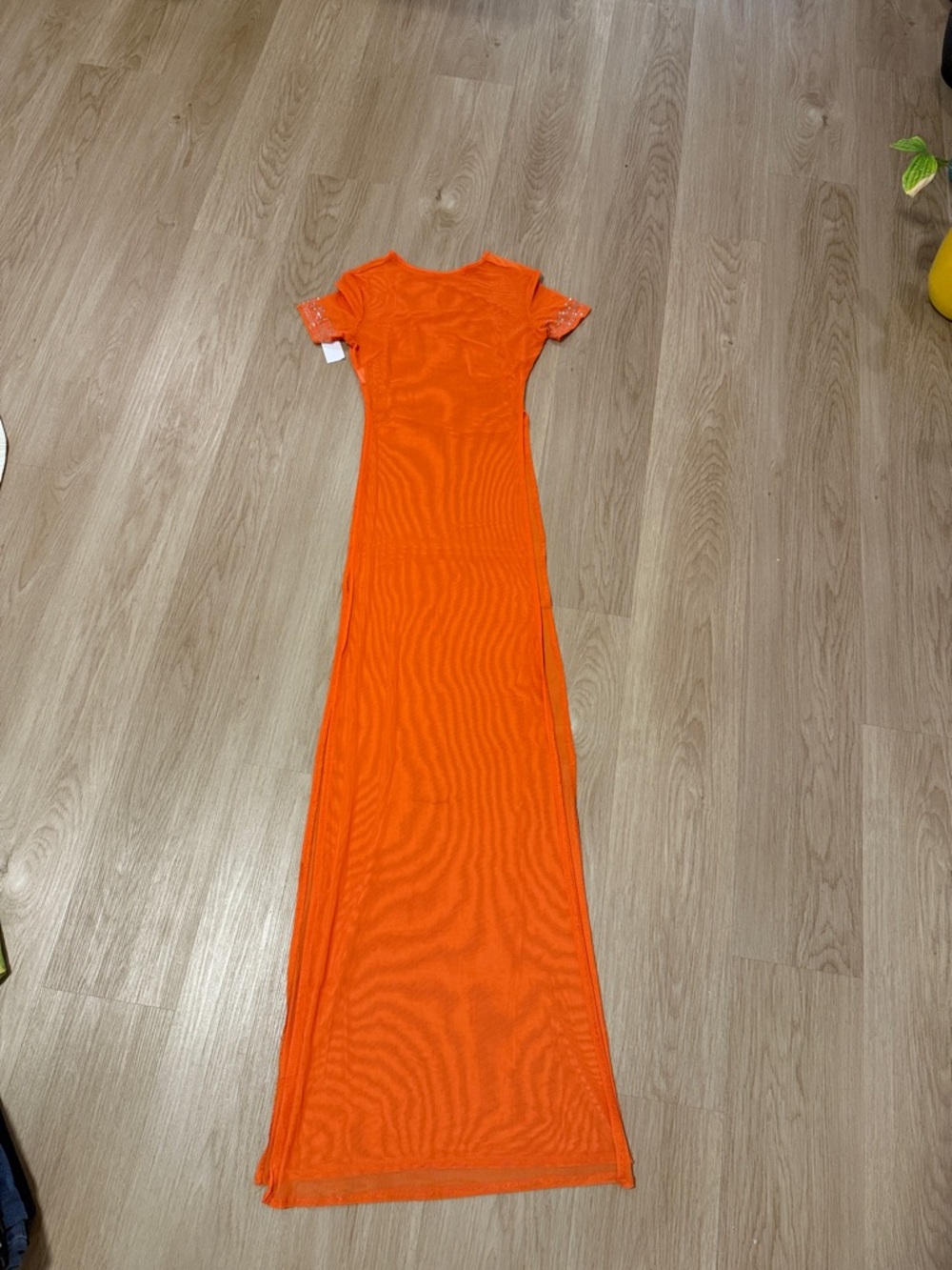Bright Orange Short-Sleeve Maxi Dress